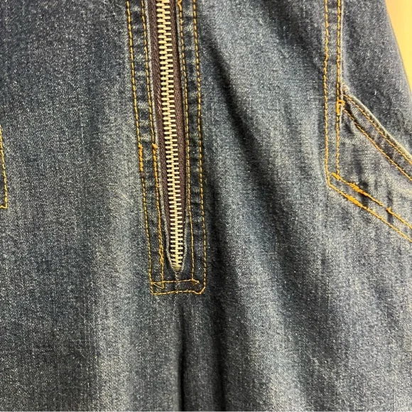 1970s Denim Jumpsuit Collared With Pockets Wide Leg Stretch Waist No Size C Pics - Picture 6 of 16